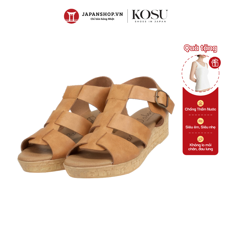 Dép sandal nữ đế xuồng Partir D'abord 92463 siêu nhẹ, đế chống trượt cao 4.5cm made in Japan Nhật Bản