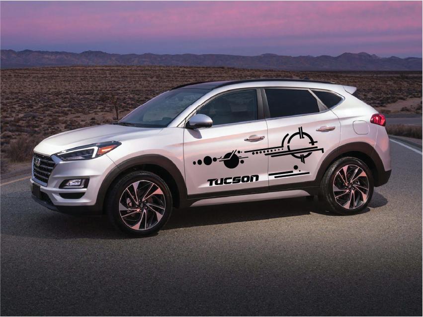 Decal tem dán sườn xe Hyundai Tucson - Hàng tự thiết kế theo đơn đặt hàng