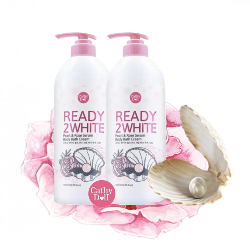 2 sữa tắm dưỡng trắng da ready 2 white - tinh chất ngọc trai & hoa hồng - 500ml/chai
