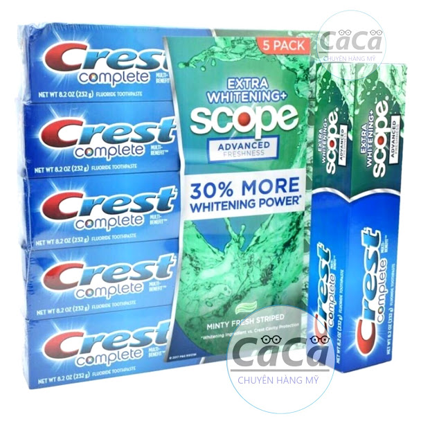 [USA] 1 Tuýp Kem đánh răng Crest Scope Complete Extra Whitening 232g Hương bạc hà trắng răng, ngừa sâu răng - Mỹ