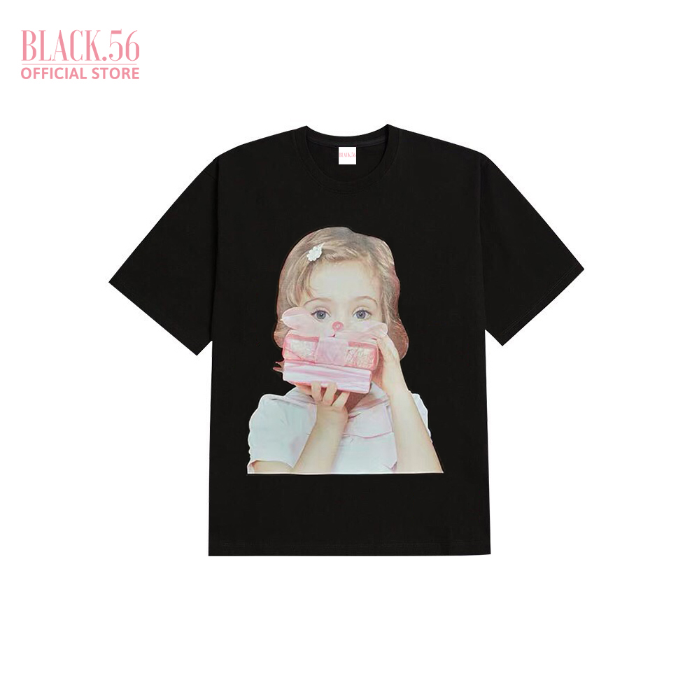 Áo thun nữ ADLV BABYFACE GIFT , áo thun unisex form rộng tay lỡ oversize cá tính BLACK56