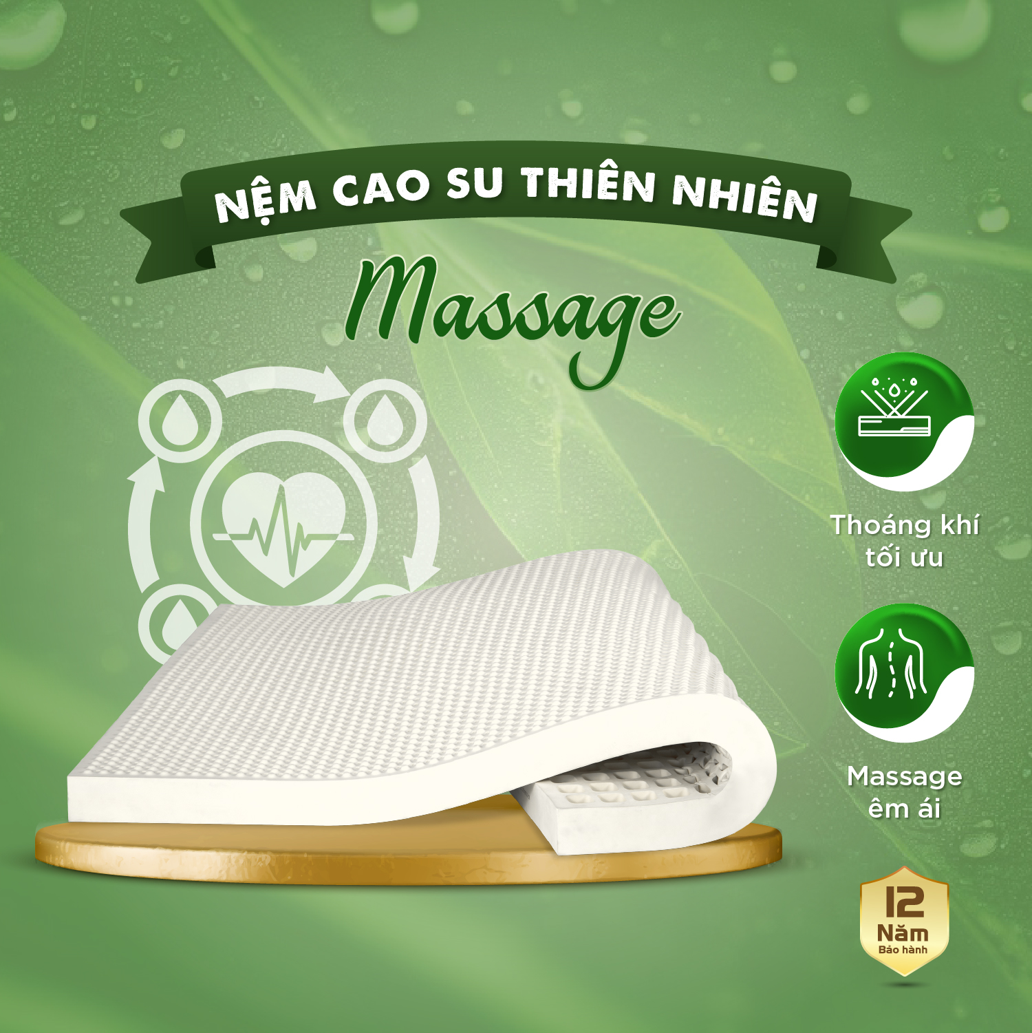 [Trả góp 0%] Nệm Cao Su Thiên Nhiên Kim Cương Masa Feeling Good