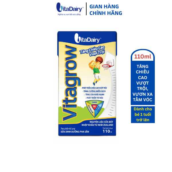 [MUA 1 THÙNG TẶNG 1 LỐC CÙNG LOẠI] SUDD VITAGROW 110ml giúp bé phát triển chiều cao hiệu quả - VitaDairy
