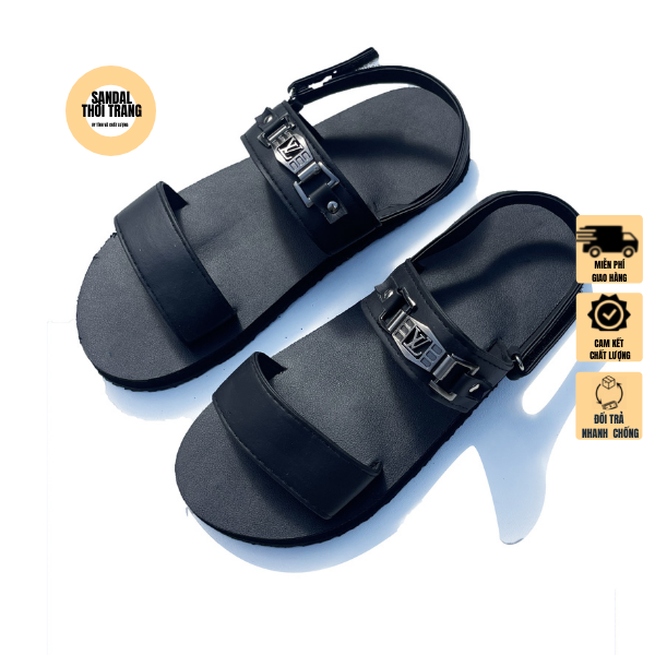 [MIỄN PHÍ SHIP] Dép Quai Hậu Học Sinh Nam Nữ (ẢNH THẬT 100%) Dép Sandal Nữ Đi Học Full Size 30 Đến 44 Khóa LV Cao Cấp full đen Mạnh Mẽ, Cá Tính