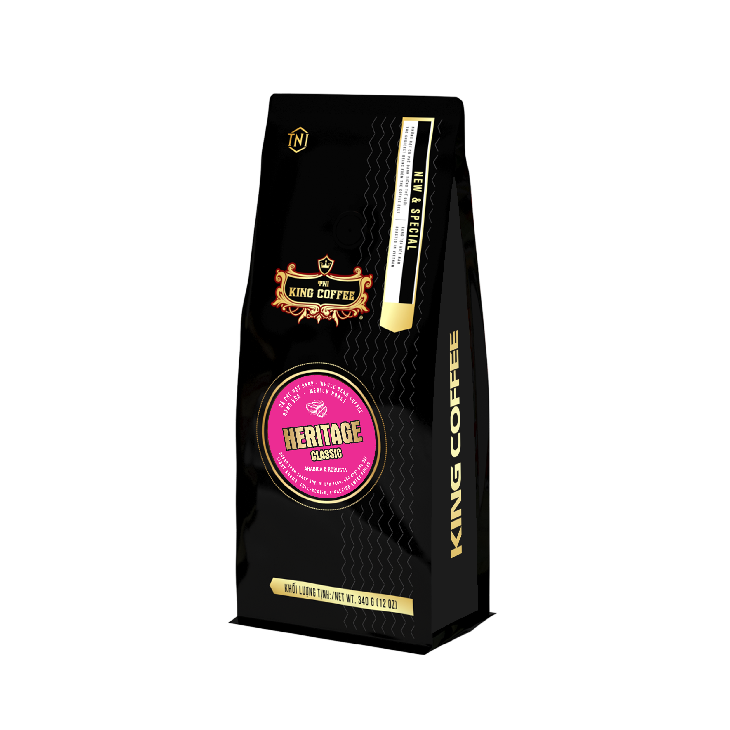 Cà phê hạt rang King Coffee Heritage Classic whole bean coffee - Túi 340g