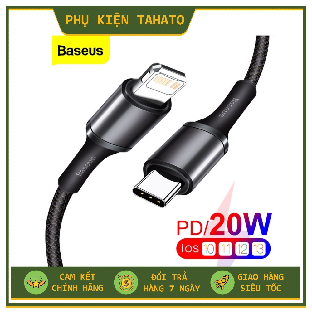 Cáp sạc nhanh pd 20w baseus cho iphone 12 pro max 11 xs x usb type-c, dây dữ liệu cho điện thoại ipad air 2020