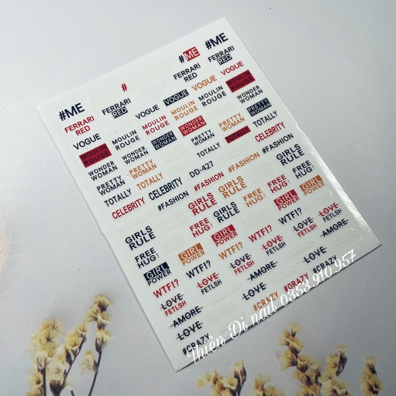 Sticker dán móng tay hoạ tiết chữ hình NAIL SAMSAM