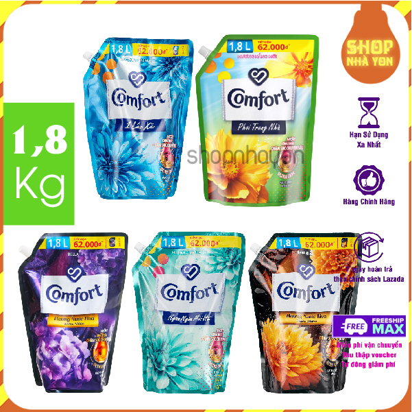 Comfort Nước Xả Vải 5 mùi hương Hương Ban Mai Bella Sophia Tươi Mát Nắng Mới 1.8 Lít