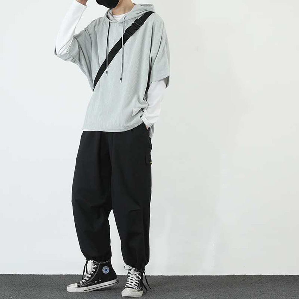 Bộ Quần Áo Thun Nam Áo Hoddie Trơn Ngắn Tay Phối Quần Joggger Bo Ống Hot Trend 2021 Thời Trang 4HER SET NAM 90000156C