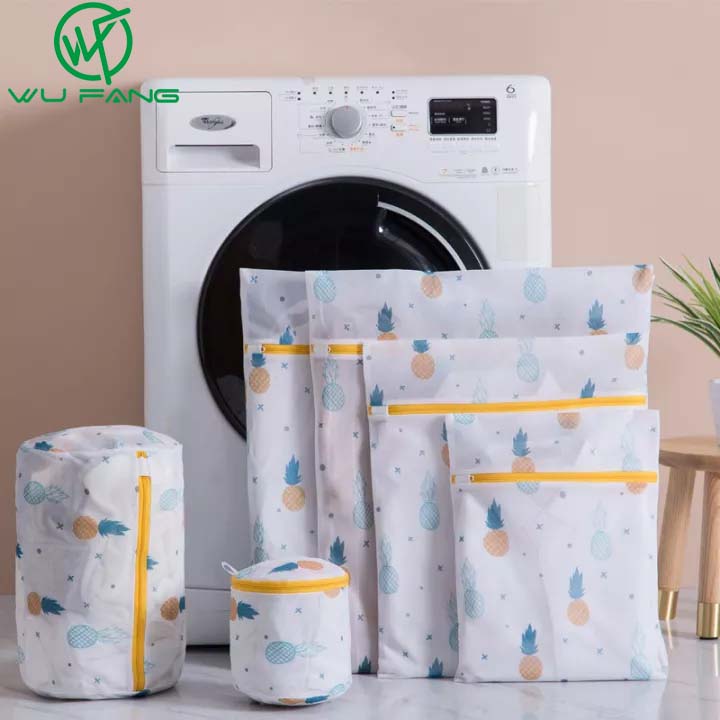WU FANG Túi Giặt Lưới Giặt Đồ In Hình Quả Dứa Có Khóa Kéo-INTL