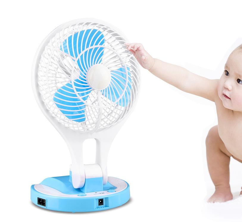 Quạt sạc tích điện KM-F0166 kiêm đèn led gấp gọn