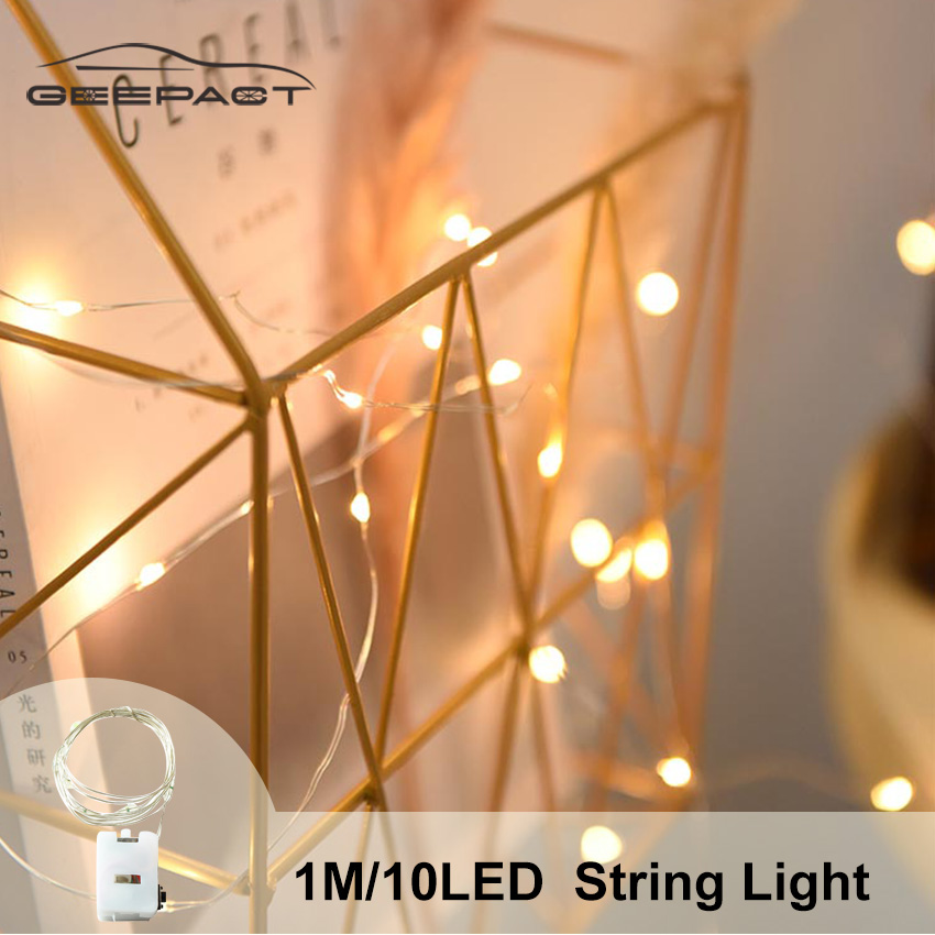 Geepact LED Strip Light String Fairy Light Christmas Light Decoration Wedding Light Battery Operated Fairy Lights Holiday Copper Wire String Lights Multi-mode Garland Party String Lights Warm White 1M/50LED