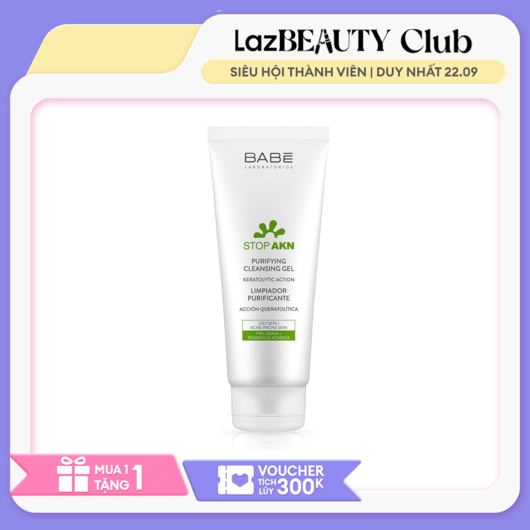 Sữa rửa mặt babe stop akn purifying cleansing gel cho da dầu mụn 200ml
