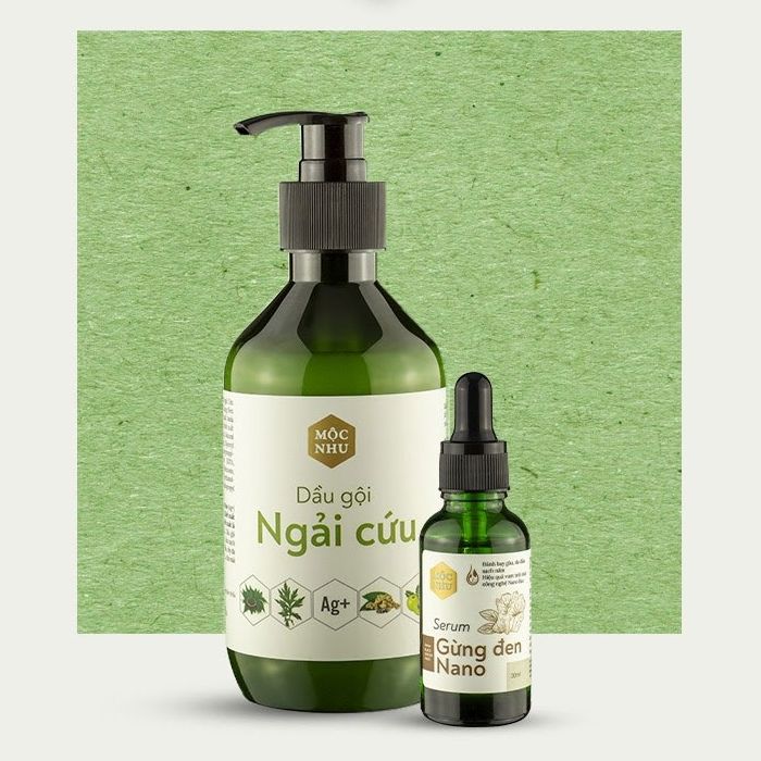 Combo dầu gội ngải cứu 300ml và serum gừng đen nano 30ml - dứt điểm gàu ngứa, nấm da đầu