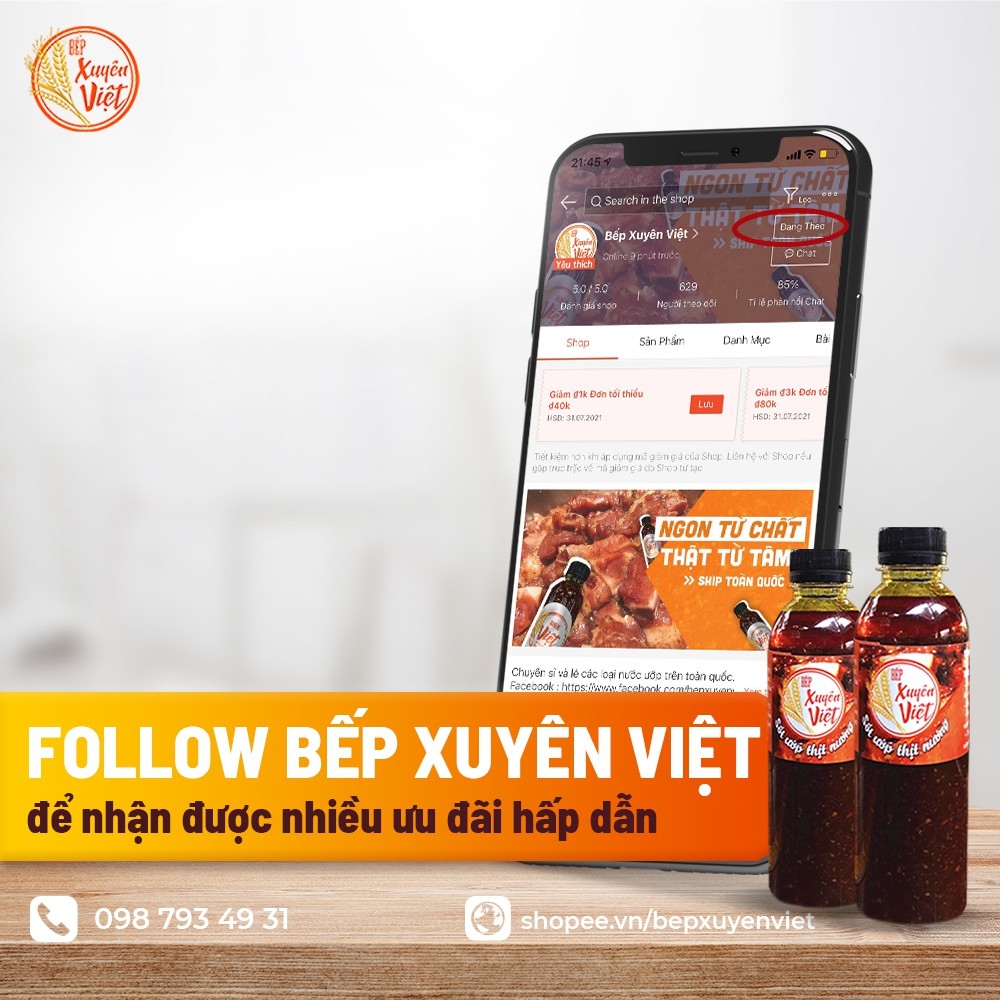 Sốt Ướp Thịt Nướng BBQ Bếp Xuyên Việt 400G Nước Ướp Thịt Hải Sản Tiện Lợi.