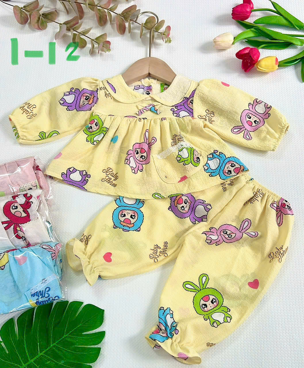 Girls' Long-Sleeved Clothes C2H35, Rice Foam Set, Newborn Children's Clothes, Children's Clothes under 3 Years Old, Cheap, Cool Home Clothes