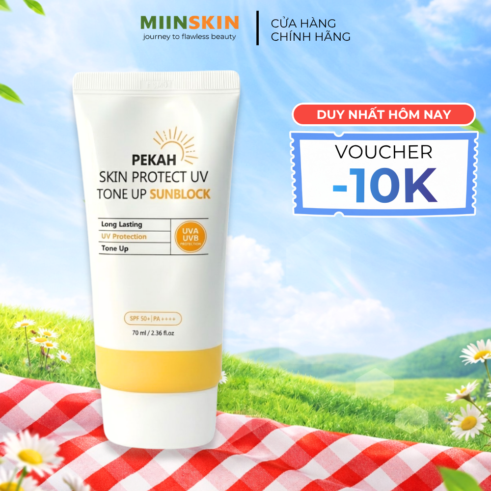 Korean Pekah Physical Sunscreen Protects from Uv Rays and Lightens Skin Tone Skin Protect Uv Tone up Sun Block Spf 50+ Pa++++ 70ml - Miinskin Vietnam