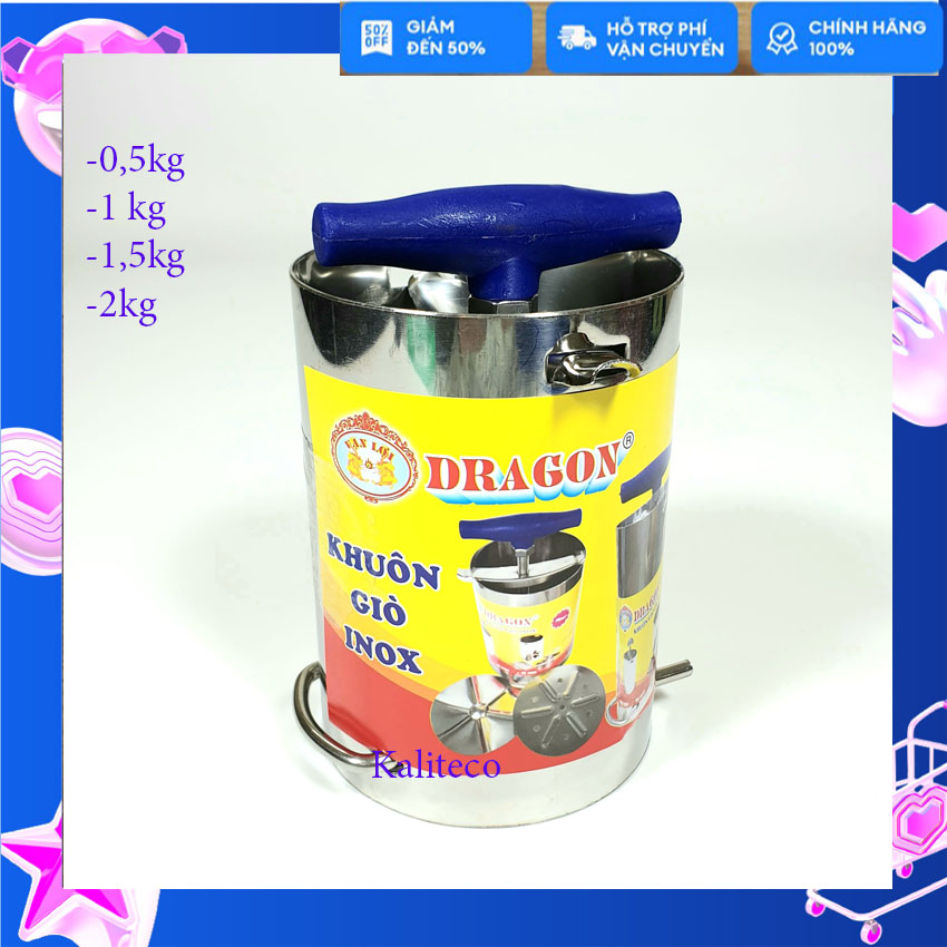 Khuôn làm giò thủ chả lụa inox Vạn Lợi Dragon 0,5kg 1kg 1,5kg 2kg