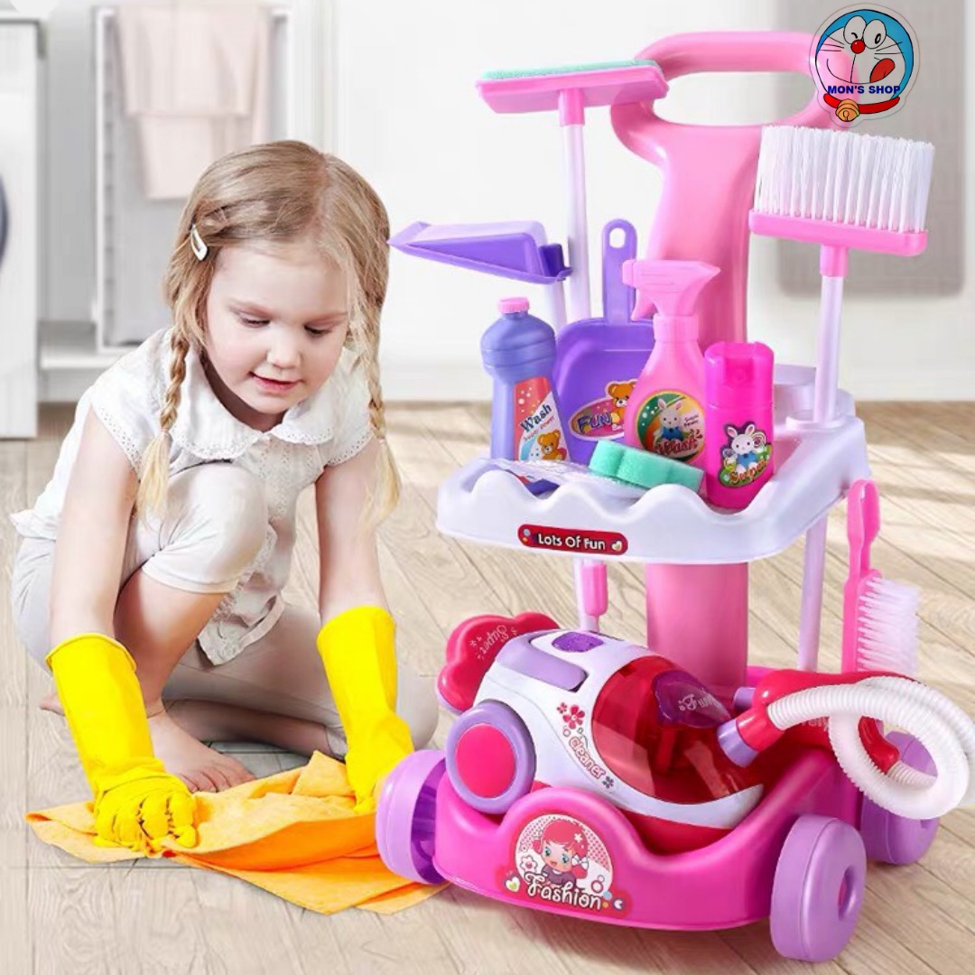 Đồ chơi little helper dọn dẹp vệ sinh nhà cửa, máy hút bụi dùng pin hoạt động như thật