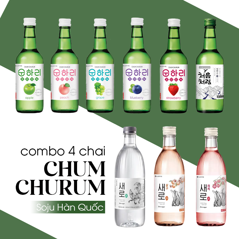 Combo 4 Chai Soju Hàn Quốc Chum Churum - Tuỳ chọn vị