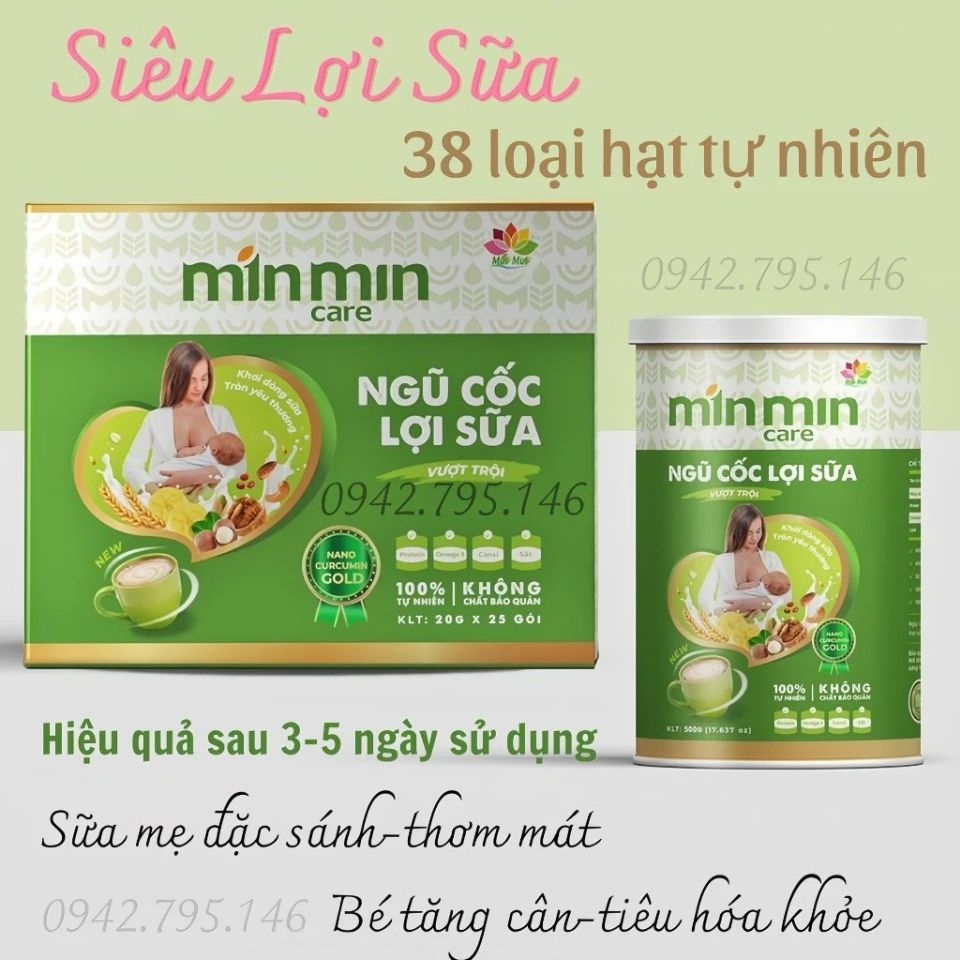 [HCM]Ngũ Cốc Lợi Sữa Min Min | Ngũ Cốc Min Min | ngũ cốc minmin - Ngũ Cốc Lợi Sữa - Mẫu mới, Bột Ngũ Cốc Bầu Min Min (500GAM)