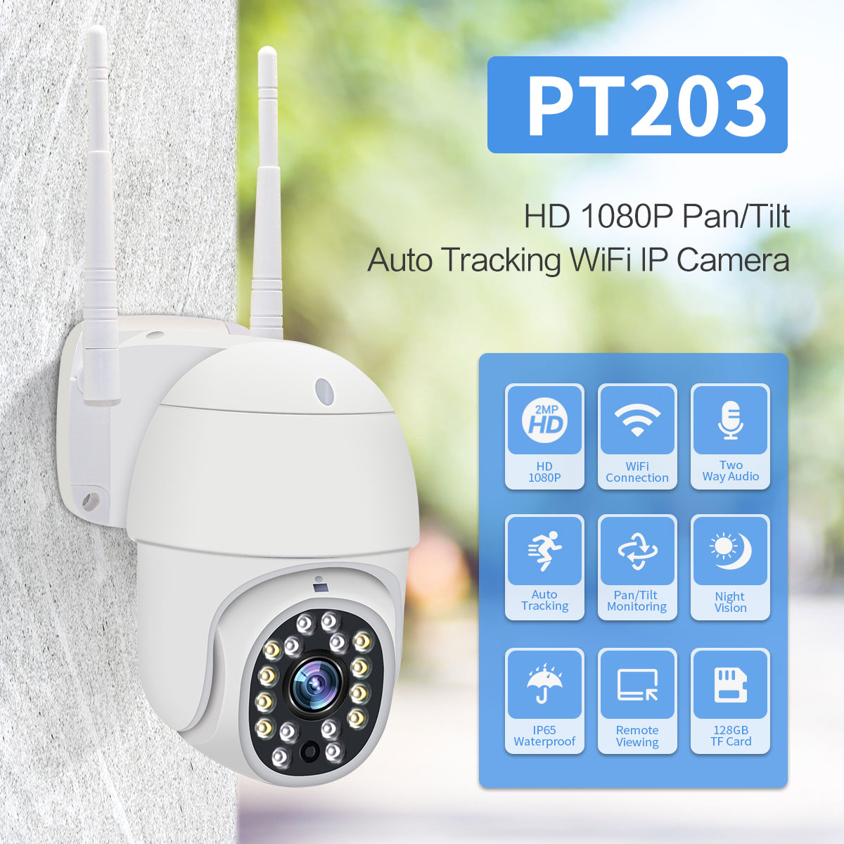 Camera wifi không dây, Camera IP Xiaomi không nét bằng Camera Wifi Yoosee D16A  PTZ mini chống nước ngoài trời 2,5 '' (8 đèn led hồng ngoại / 4 đèn led hồng ngoại + 4 đèn led trắng), Dộ Phân Giải: 2.0MP , hỗ trợ thẻ nhớ 64G