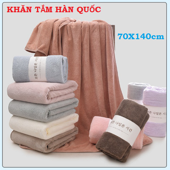 Khăn tắm xuất Hàn Quốc cao cấp, size lớn 70x140cm - Siêu mềm mịn, Khăn Tắm Lông Cừu