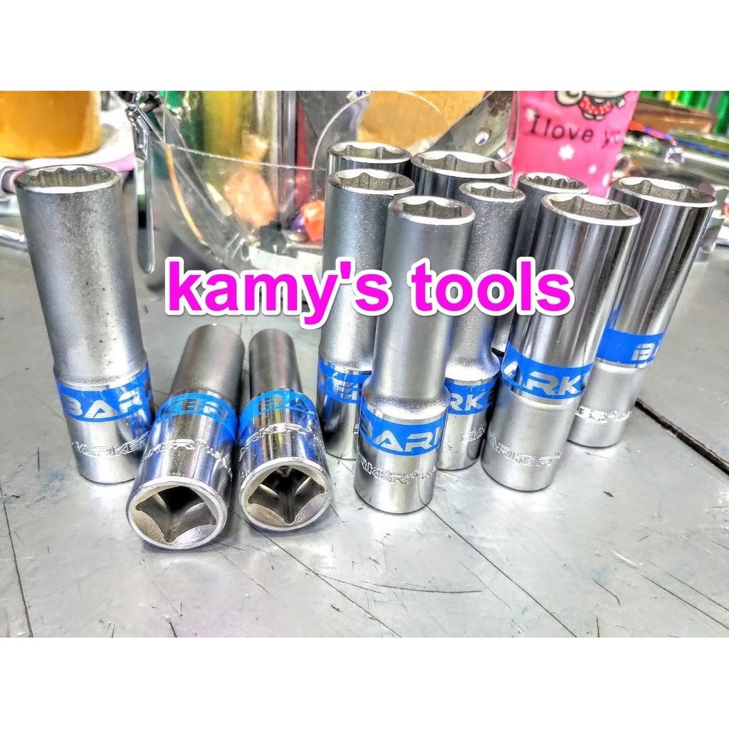 Bộ tuýp dài lỗ 1/2” Barker 8,10,12,13,14,15,17,19,21mm 9 cái/bộ(đầu khẩu dài , đầu chụp dài )
