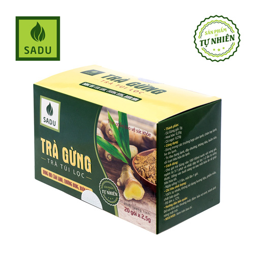 Trà Gừng Sadu - Trà Túi Lọc Trà Gừng 50G Dùng Khi Chướng Bụng Đầy Hơi
