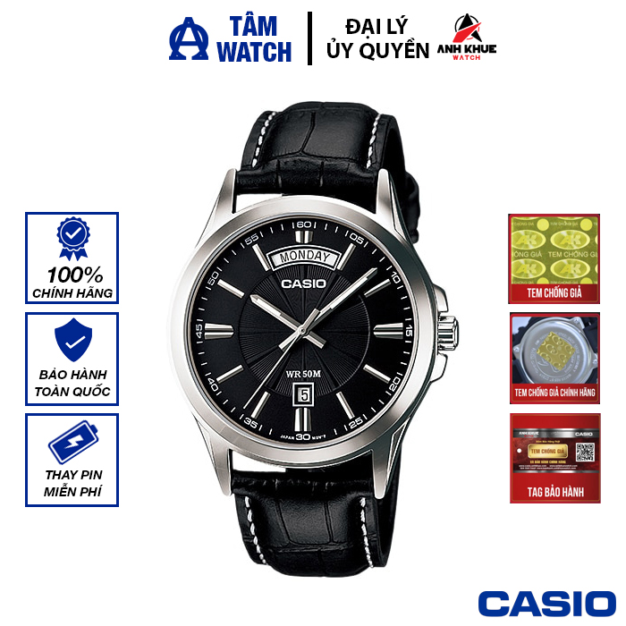 Đồng hồ nam dây da casio standard chính hãng anh khuê mtp-1381l-1avdf