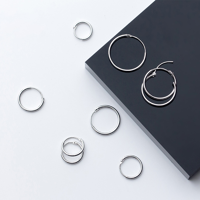Khuyên tròn, bông tai Bạc Nữ S925 dáng trong - B2545 - Bảo Ngọc Jewelry