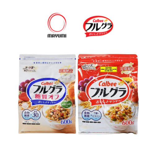 Combo Ngũ cốc  Calbee trái cây dinh dưỡng Nhật Bản đỏ 600g DATE 4/2025  + trắng 600g DATE 2/2025