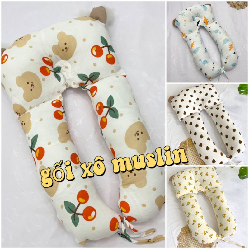 Gối chữ u ru bé ngủ chống giật mình cho bé vải xô muslin