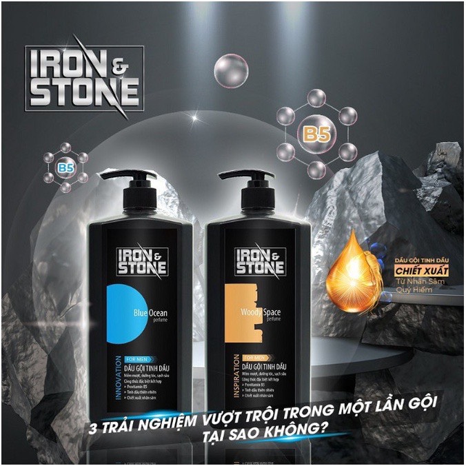 Dầu gội nước hoa nam, dầu gội đầu nam Iron Stone mềm mượt sạch sảng khoái 180ml - Beautify 4U