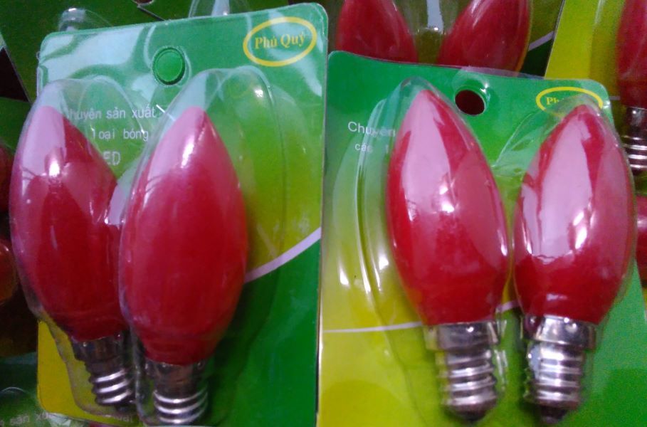 Bóng đèn càna, bóng đèn led trái ớt e12 thờ ông địa giá rẻ npp.