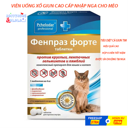 Tẩy giun sán VIP cho mèo nhập Nga kể cả giun tim.