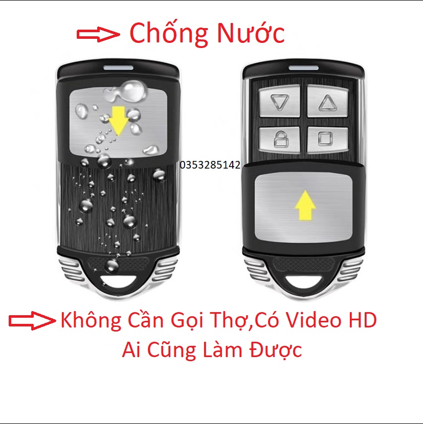 Remote Cửa Cuốn Học Lệnh Thông Minh 433Mhz-315Mhz Chống Nước Cực Tốt