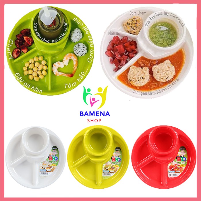Khay Ăn Dặm Tròn 4 Ngăn Hàng Nhật Nội Địa Dành Cho Bé Tập Ăn AD48