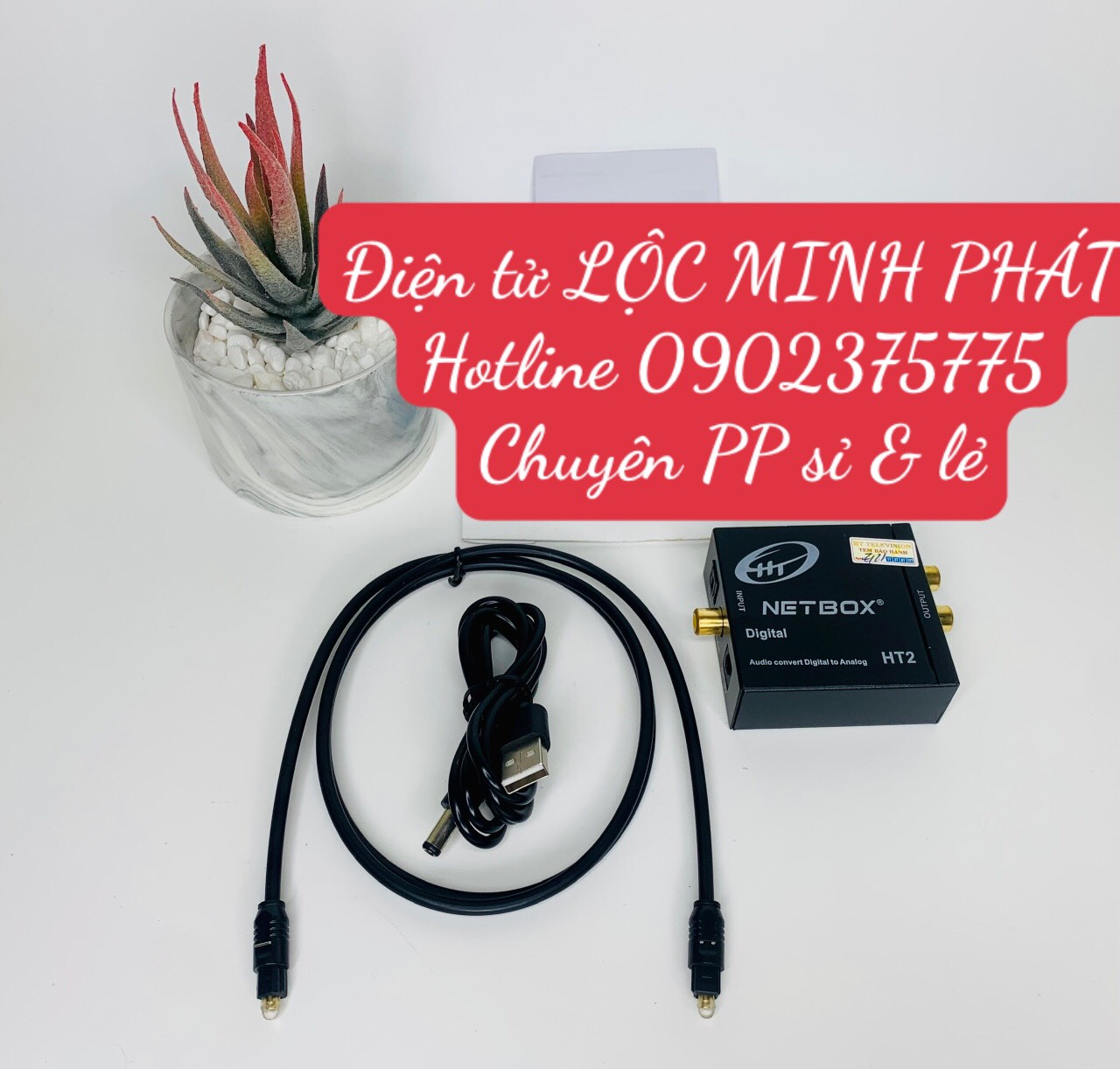 Bộ chuyển đổi âm thanh Quang sang AV( Từ Tivi sang Loa và Amly) CHính hãng NETBOX HT2