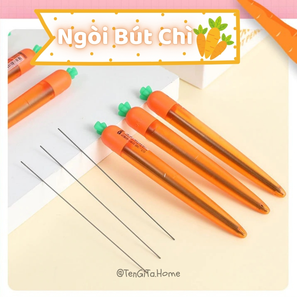 Hộp ngòi bút chì bấm hb 0.5mm hình cà rốt đáng yêu