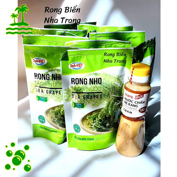 Rong nho tách nước Sea Việt 1 ký - 10 gói 100g - Tặng 1 chai nước chấm mè 180ml