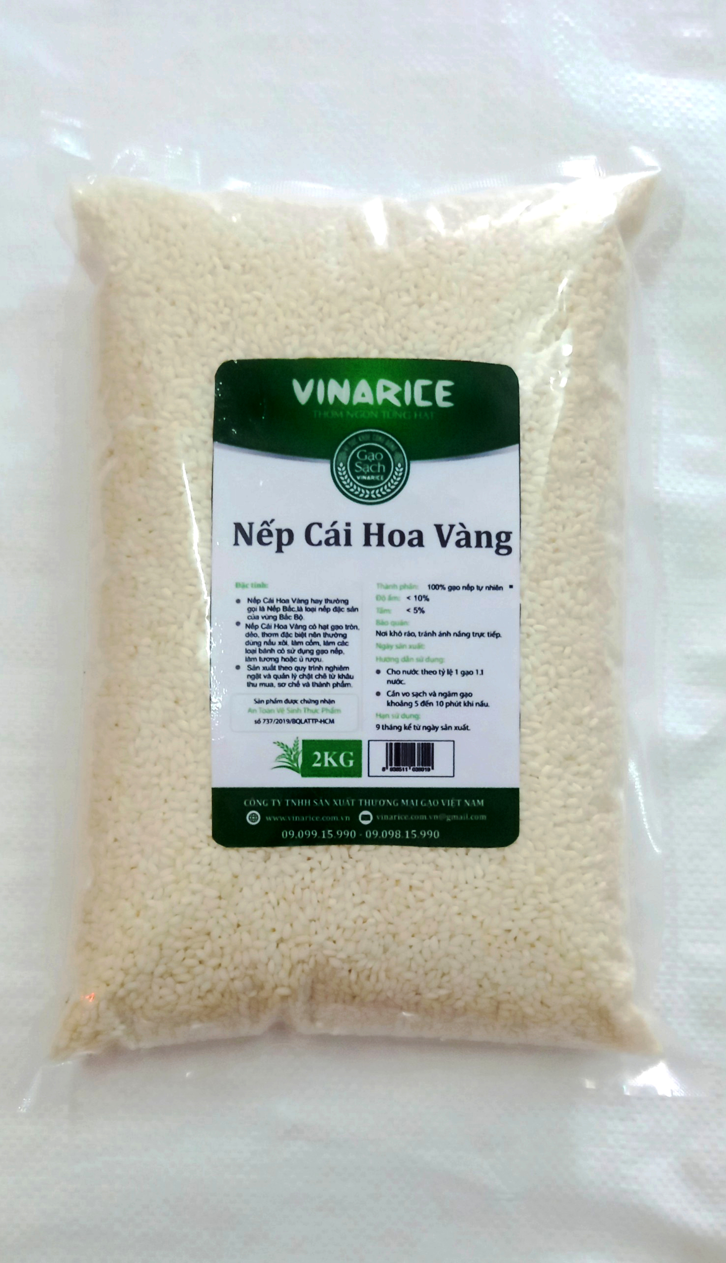 Nếp Cái Hoa Vàng - túi ép 2kg - Đặc sản Bắc Bộ
