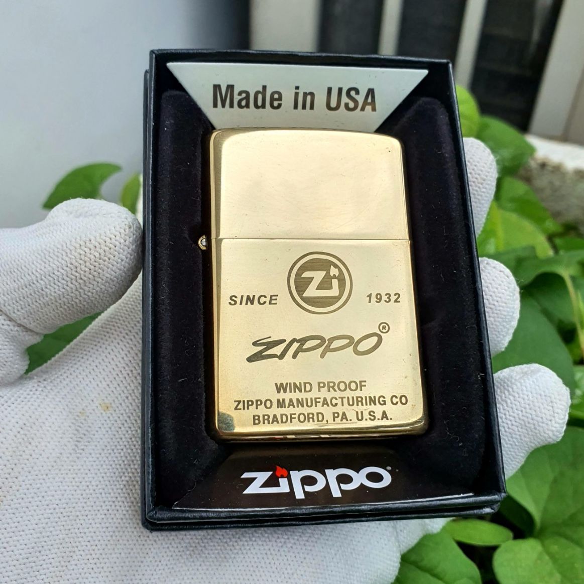 Bật Lửa Zippo Mỹ Đồng Logo Chữ Xéo 1932 Đời La Mã ( Tặng Phụ Kiện ) Hột Quẹt Xăng Đá