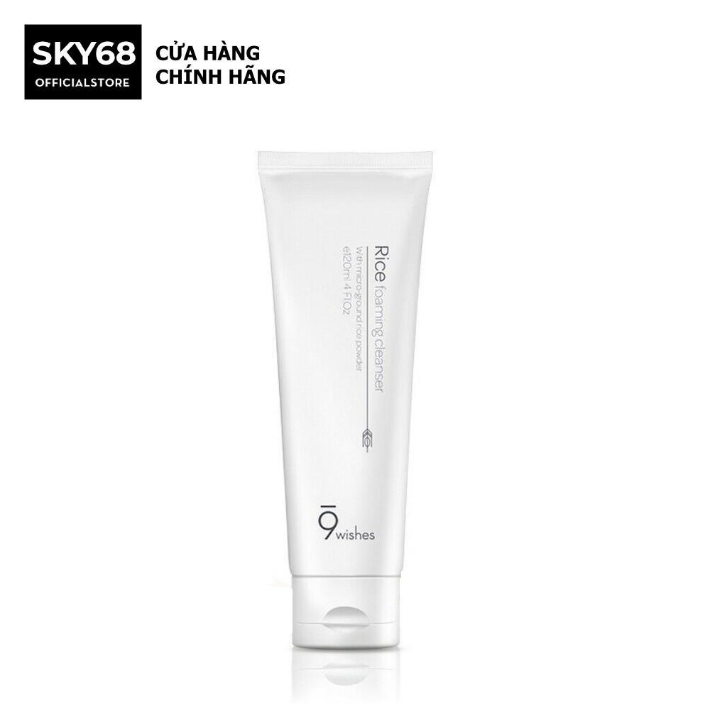 Sữa rửa mặt dưỡng sáng da, làm sạch sâu 9 wishes rice foaming cleanser 120ml
