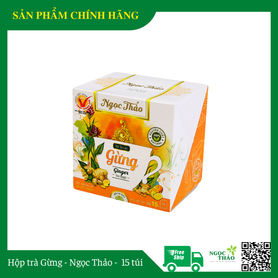Hộp trà Gừng Ngọc Thảo loại cao cấp 15 túi lọc