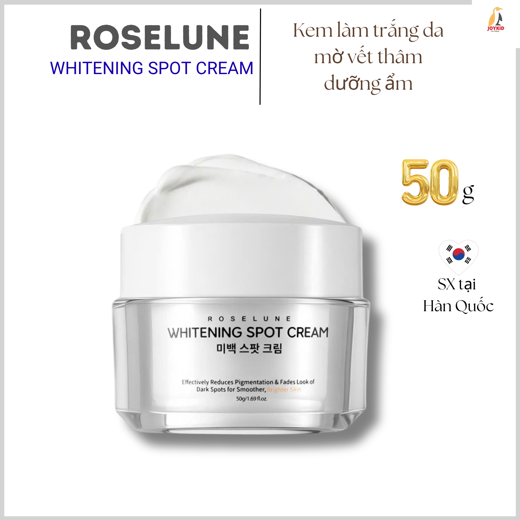 Kem dưỡng trắng da, mờ thâm, tàn nhang, chống lão hoá, dưỡng ẩm Roselune Whitening Spot Cream Hàn Quốc 50g