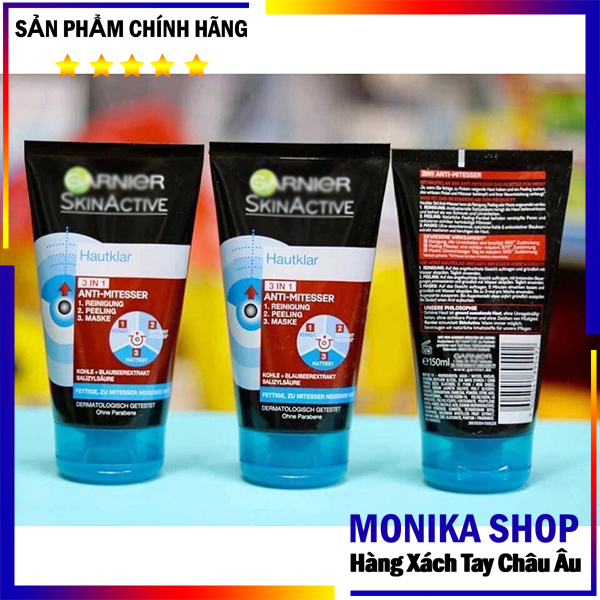Sữa rửa mặt Garnier Hautklar 3 trong 1 tuýp 150ml xách tay Đức