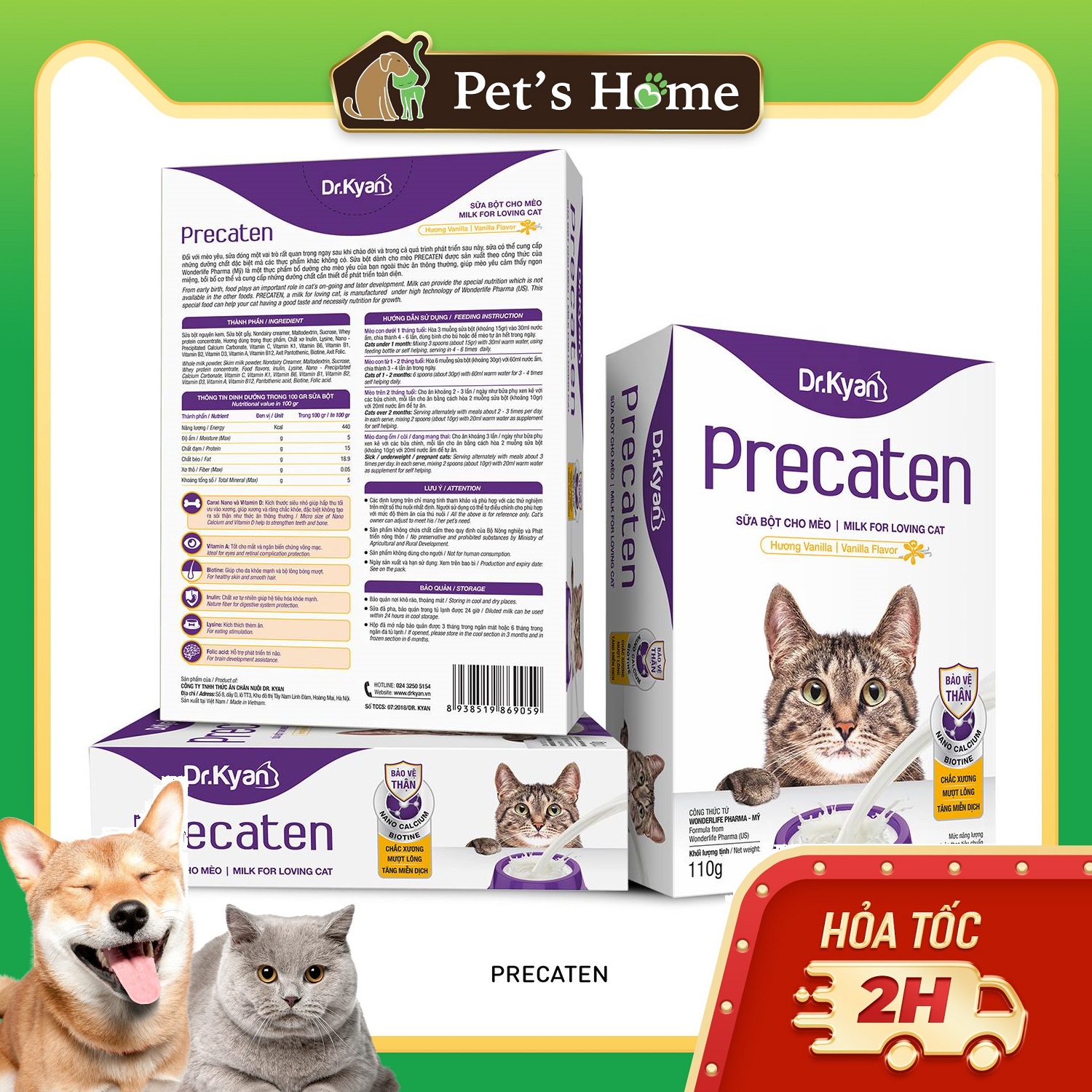 Sữa bột cho mèo Precaten 110g