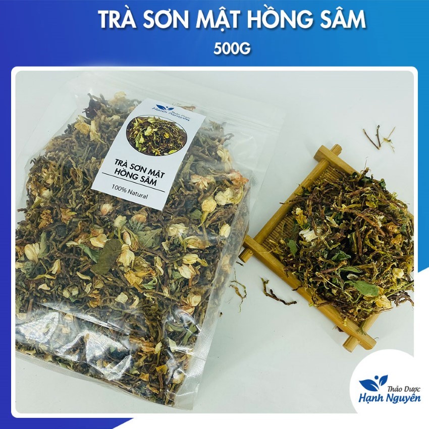 Trà sơn mật hồng sâm 500g, trà sơn mật, nhiều hoa nhài, cỏ ngọt, giúp ngủ ngon, an thần, thanh nhiệt