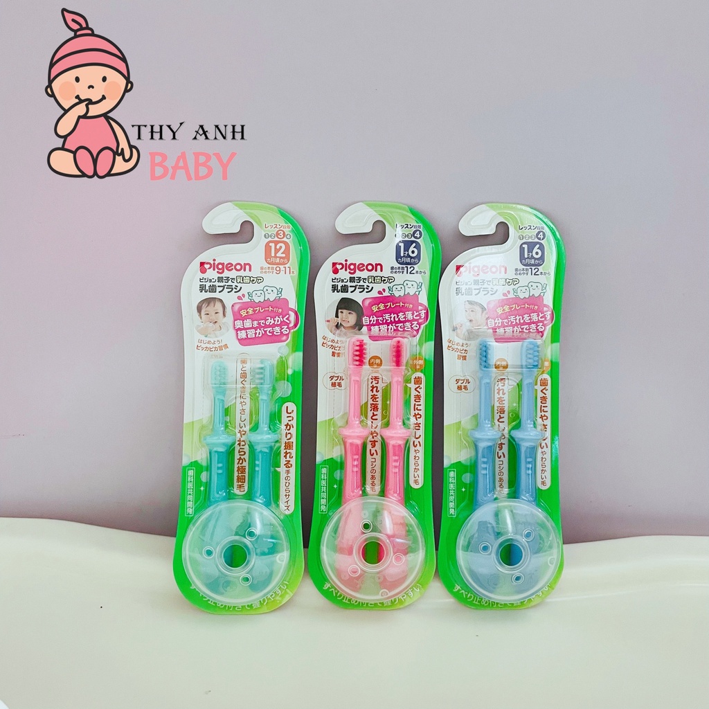 Set 2 bàn chải đánh răng pigeon cho bé 12/18m+ nhật bản